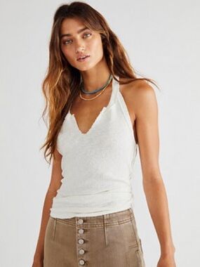 Free People Beach Boy Ribbed Halter Top - NWOT
